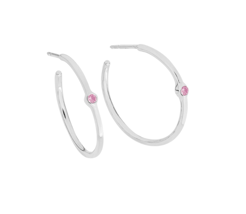 Rose-Garnet Silver Hoop earrings